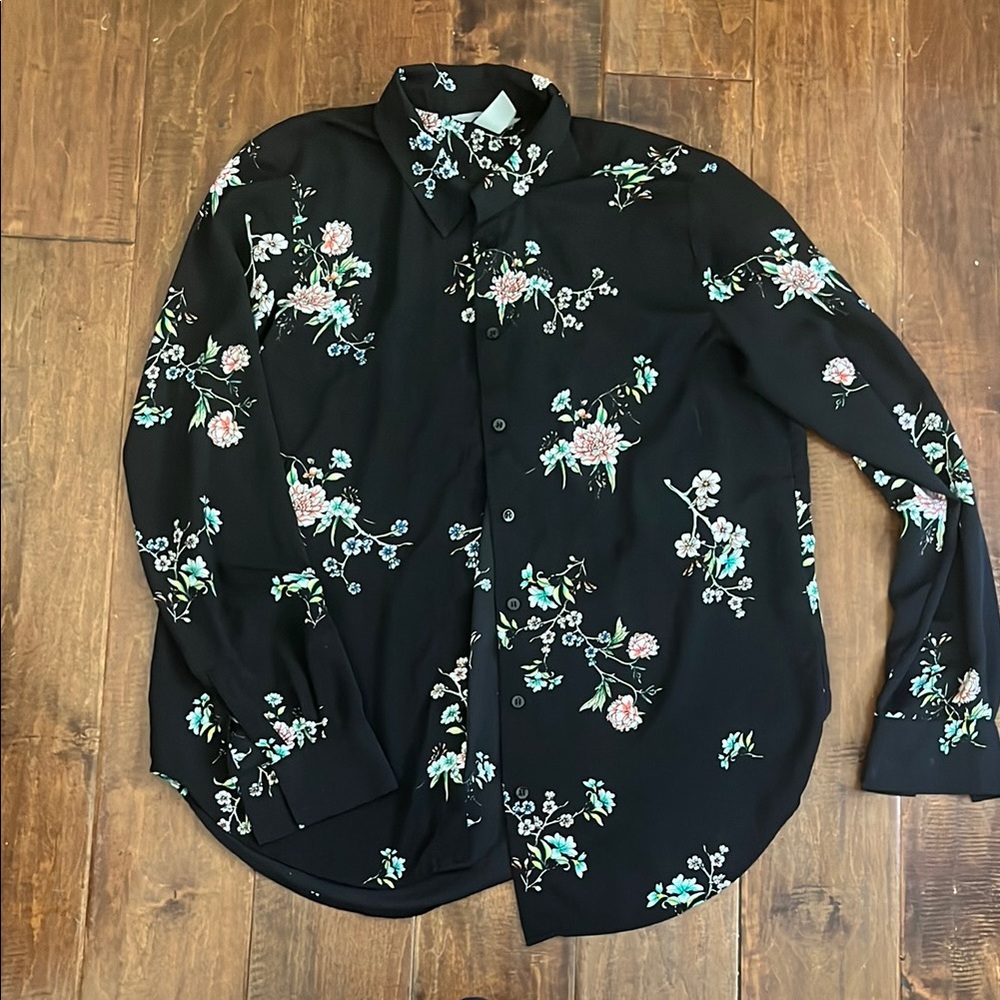 H&M Black Floral Blouse